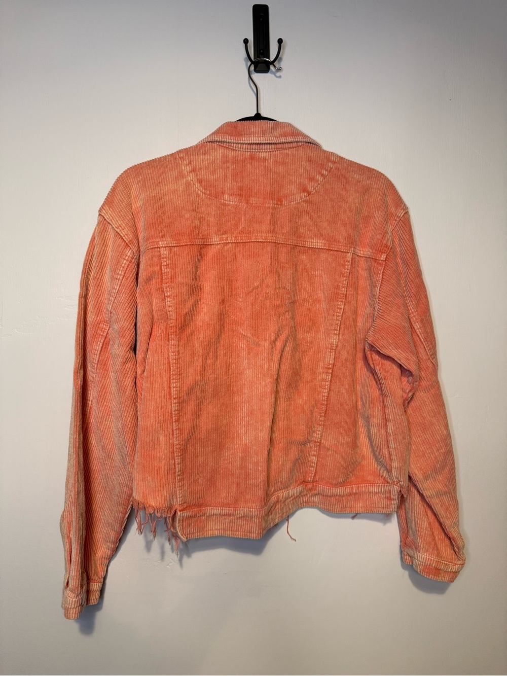 POL Corduroy Button Down Jacket Pockets Neon Orange Sz M - Picture 7 of 8